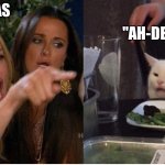 salad cat | "AH-DEE-DAHS."; ADIDAS | image tagged in salad cat | made w/ Imgflip meme maker