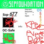 Scp-677 top label | 677 | image tagged in scp safe class | made w/ Imgflip meme maker