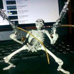 skeleton on laptop