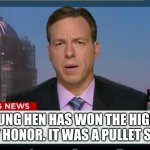 Emily Chickenson | A YOUNG HEN HAS WON THE HIGHEST LITERARY HONOR. IT WAS A PULLET SURPRISE. | image tagged in cnn breaking news template,pulitzer,hen | made w/ Imgflip meme maker