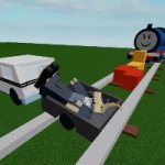 Thomas running over Tabi in roblox