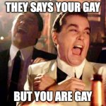 Goodfellas Laugh | THEY SAYS YOUR GAY BUT YOU ARE GAY | image tagged in goodfellas laugh | made w/ Imgflip meme maker