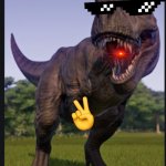 Peace T. rez | PEACE OUT BRUH; ✌️ | image tagged in excuse me trex,jurassic world | made w/ Imgflip meme maker