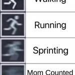 run, run | Mom Counted To Three | image tagged in walking running sprinting | made w/ Imgflip meme maker