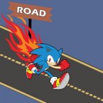 SONIC RUNNING ON THE ROAD