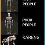 Skaren | KARENS | image tagged in abnormal human skeleton | made w/ Imgflip meme maker