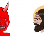 Wojack devil vs Chad Jesus