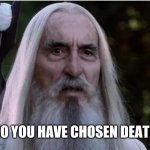 Lord of the rings | SO YOU HAVE CHOSEN DEATH | image tagged in sauroman | made w/ Imgflip meme maker