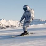 Astronaut skiing