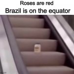 Mayonnaise On An Escalator | Roses are red; Brazil is on the equator | image tagged in mayonnaise on an escalator | made w/ Imgflip meme maker