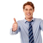 Businessman with thumbs up