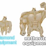 Diamond vs. Netherite | netherite equipment; diamond equipment | image tagged in swole doge vs macho doge | made w/ Imgflip meme maker