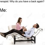 WWE kids fight for the first time | Therapist: Why do you have a back again? Me: | image tagged in therapist | made w/ Imgflip meme maker