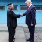 Donald Trump and Kim Jong Un shake hands template