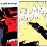 Hellboy monkey with a gun