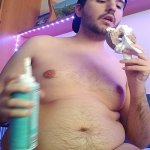 Fat obese boy eating meme