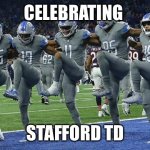 Owen 7 | CELEBRATING; STAFFORD TD | image tagged in owen 7 | made w/ Imgflip meme maker