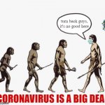 Evolution template | turn back guys, it's no good here; CORONAVIRUS IS A BIG DEAL | image tagged in evolution template,coronavirus | made w/ Imgflip meme maker