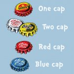 One cap two cap red cap blue cap