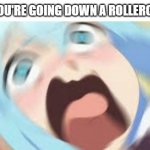 How it feels going down a rollercoaster | WHEN YOU'RE GOING DOWN A ROLLERCOASTER | image tagged in aqua screaming,rollercoaster | made w/ Imgflip meme maker