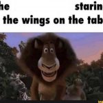 staring at the wings on the table