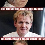 Turkey Day Is Right Around The Corner | A FARMER WAS JAILED FOR MURDERING A TURKEY; BUT THE SHERIFF HAD TO RELEASE HIM; THE ARREST WASN'T BASTED ON ANY FACTS! | image tagged in bad pun chef,thanksgiving,chef gordon ramsay,memes,turkey day | made w/ Imgflip meme maker