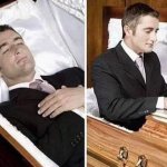 Dead person rising out of coffin to type template