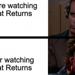 Its true please help me | Me before watching The Cat Returns; Me after watching The Cat Returns | image tagged in palmer before and after | made w/ Imgflip meme maker