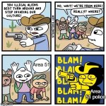 Nobody is allowed to know | Area 51; Area 51 police | image tagged in stonetoss immigration,area 51 | made w/ Imgflip meme maker
