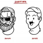 Before and after shaving beard