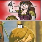 my mom | MOM: GO GRAB THAT ONE THING ME: LOOKS EVERYWHERE FOR IT ME: MOM, I CAN'T FIND IT MY MOM: ME: | image tagged in offended link,legend of zelda,moms,funny memes,relatable | made w/ Imgflip meme maker