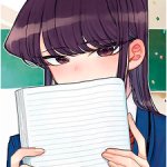 Komi-san holding a book meme