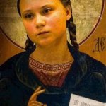 Saint Greta Thunberg meme