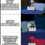 When you’re watching TV at 3AM and your dad stops you | YOU SEE LIGHT OUTSIDE OF THE BEDROOM DOOR DAD IT WAS PROBABLY A CAR DAD DAD WITHOUT DOUBT, IT IS LITERALLY THE F*CKING TV OF ALL THINGS | image tagged in donald duck awake,watching tv,childhood,dad,parents,3am | made w/ Imgflip meme maker