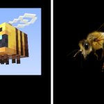 RTX Minecraft Bee VS Non-RTX Minecraft Bee | image tagged in rtx on / off | made w/ Imgflip meme maker