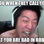 when they call you bad | YOU WHEN THEY CALL YOU; THAT YOU ARE BAD IN ROBLOX | image tagged in angry korean gamer rage,roblox,memes | made w/ Imgflip meme maker