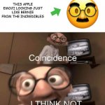 I used the Upvote as an Arrow (bruh)..........You read the whole title sheesh | THIS APPLE EMOJI LOOKING JUST LIKE BERNIE FROM THE INCREDIBLES | image tagged in coincidence i think not,apple | made w/ Imgflip meme maker