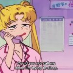 Sailor Moon could you not call me when I’m trying to sleep meme