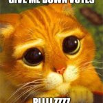 Beggin Puss | GIVE ME DOWN VOTES; PLLLLZZZZ | image tagged in beggin puss | made w/ Imgflip meme maker