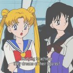 Sailor Moon studying to achieve their dreams of their futures