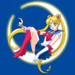 Sailor Moon sitting on moon