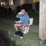 Guy on toilet reading book drinking coffee meme
