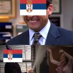 Portugal 1-2 Serbia | SERBIA BEFORE PORTUGAL GAME; SERBIA AFTER PORTUGAL GAME | image tagged in michael scott stressed celebrate,portugal,serbia,world cup,futbol,memes | made w/ Imgflip meme maker