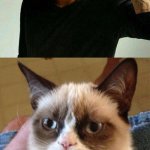 Bieber | WHY DID SELENA DUMP ME? SHE WANTED TO DATE MEN! | image tagged in justin bieber and grumpy cat | made w/ Imgflip meme maker