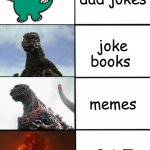 Strength of Godzilla 4-panel | HOW TO GET RID OF DEPRESSION; dad jokes; joke books; memes; C A T | image tagged in strength of godzilla 4-panel | made w/ Imgflip meme maker