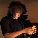 Noctis looking at phone