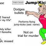 The virgin Kyle Rittenhouse vs. The Chad Jump-Kick Man meme