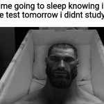 thinking chad | me going to sleep knowing i have test tomorrow i didnt study for | image tagged in thinking chad | made w/ Imgflip meme maker