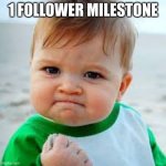 sucsess kid | 1 FOLLOWER MILESTONE | image tagged in sucsess kid | made w/ Imgflip meme maker