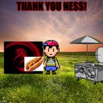 Giygas' HotDog Good Ending | THANK YOU NESS! | image tagged in ness,giygas,hotdog,good ending,madness combat,earthbound | made w/ Imgflip meme maker